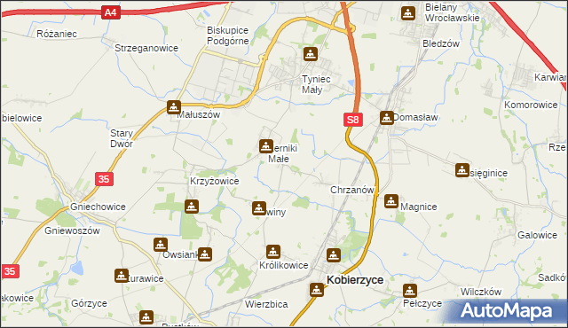 mapa Racławice Wielkie, Racławice Wielkie na mapie Targeo