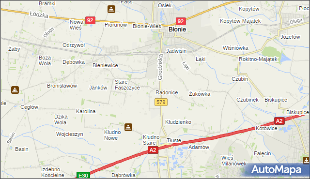 mapa Radonice, Radonice na mapie Targeo