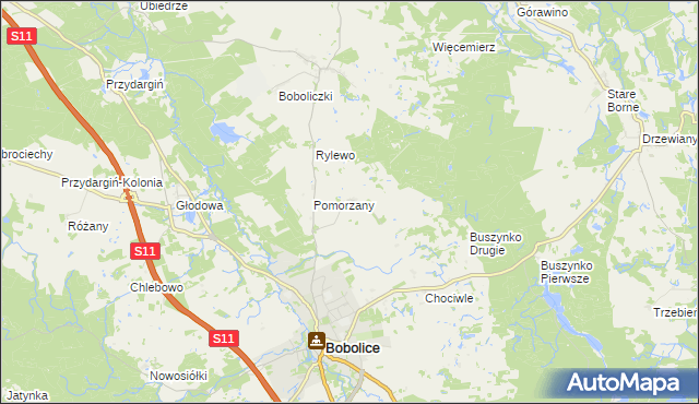 mapa Radwanki gmina Bobolice, Radwanki gmina Bobolice na mapie Targeo