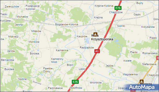 mapa Radziątków, Radziątków na mapie Targeo