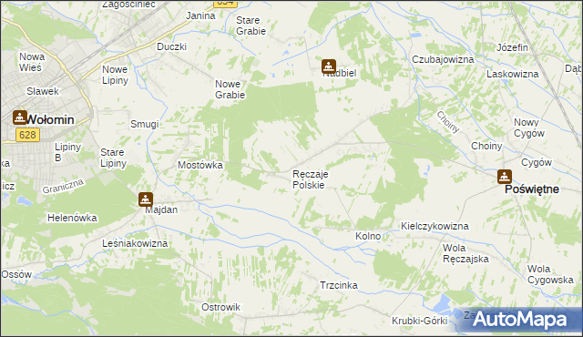 mapa Ręczaje Polskie, Ręczaje Polskie na mapie Targeo