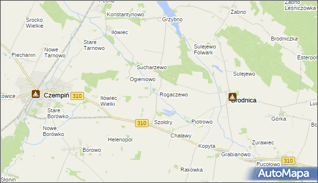 mapa Rogaczewo gmina Brodnica, Rogaczewo gmina Brodnica na mapie Targeo