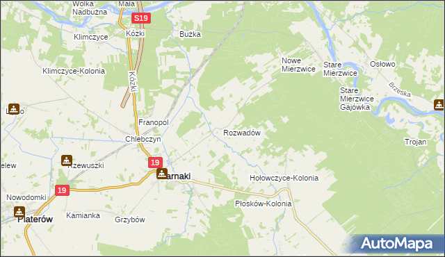 mapa Rozwadów gmina Sarnaki, Rozwadów gmina Sarnaki na mapie Targeo