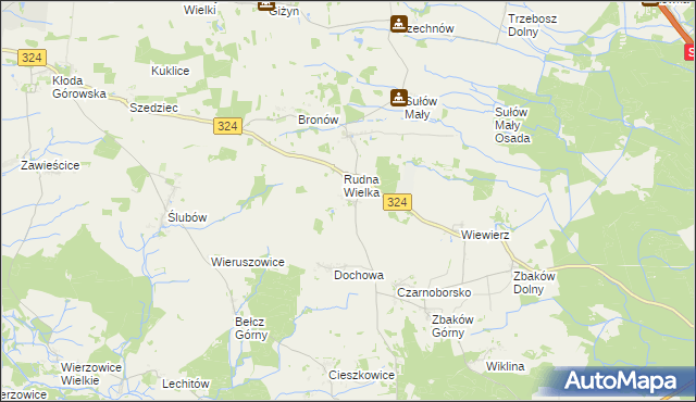 mapa Rudna Mała gmina Wąsosz, Rudna Mała gmina Wąsosz na mapie Targeo