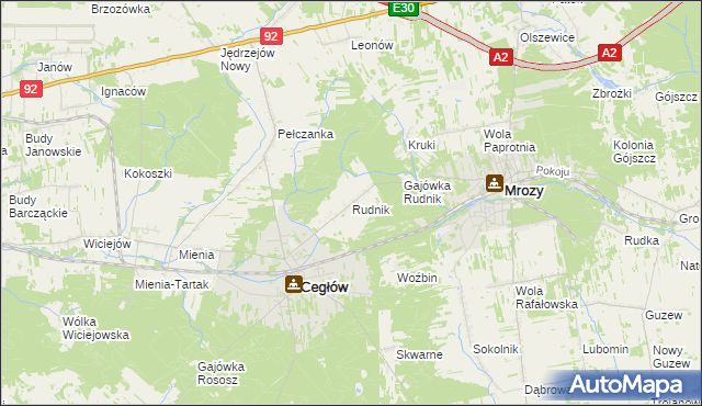 mapa Rudnik gmina Cegłów, Rudnik gmina Cegłów na mapie Targeo