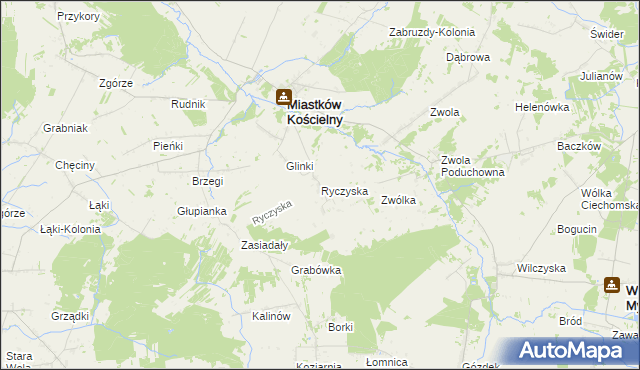 mapa Ryczyska, Ryczyska na mapie Targeo
