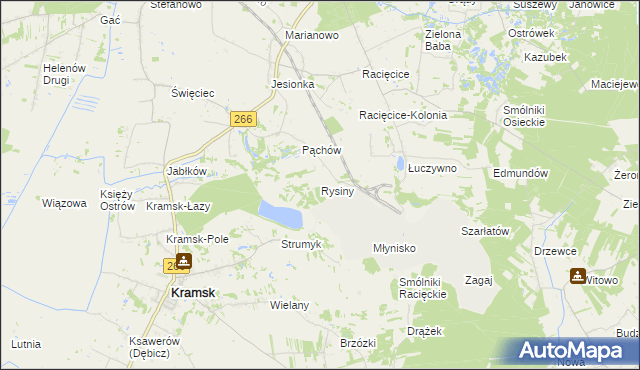 mapa Rysiny gmina Kramsk, Rysiny gmina Kramsk na mapie Targeo