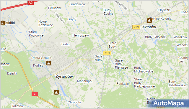 mapa Sade Budy, Sade Budy na mapie Targeo