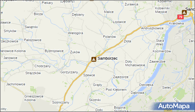 mapa Samborzec, Samborzec na mapie Targeo