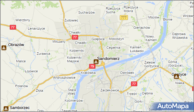 mapa Sandomierza, Sandomierz na mapie Targeo