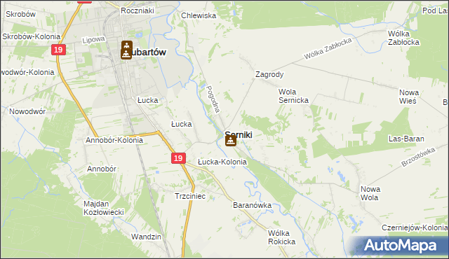 mapa Serniki, Serniki na mapie Targeo