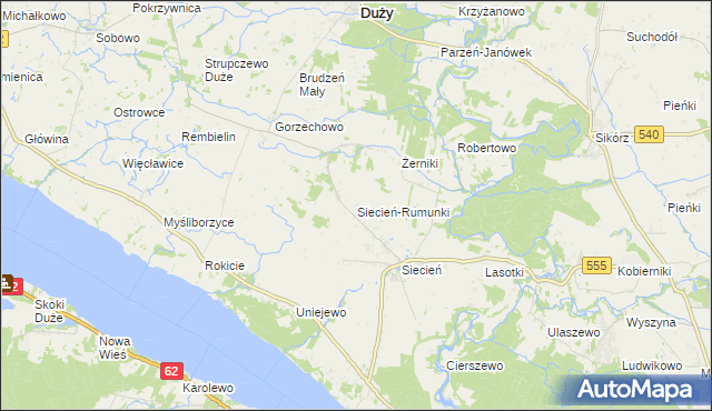 mapa Siecień-Rumunki, Siecień-Rumunki na mapie Targeo