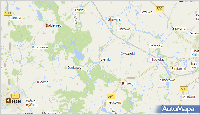 mapa Siemki, Siemki na mapie Targeo
