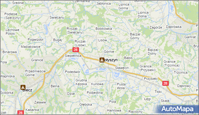 mapa Skołyszyn, Skołyszyn na mapie Targeo