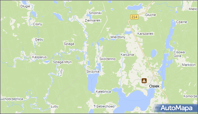 mapa Skórzenno, Skórzenno na mapie Targeo