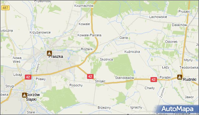 mapa Skotnica gmina Praszka, Skotnica gmina Praszka na mapie Targeo