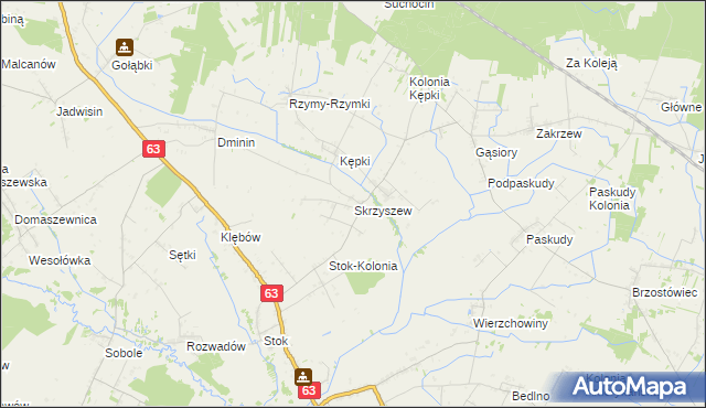 mapa Skrzyszew, Skrzyszew na mapie Targeo