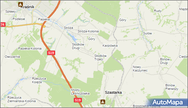 mapa Słodków Trzeci, Słodków Trzeci na mapie Targeo