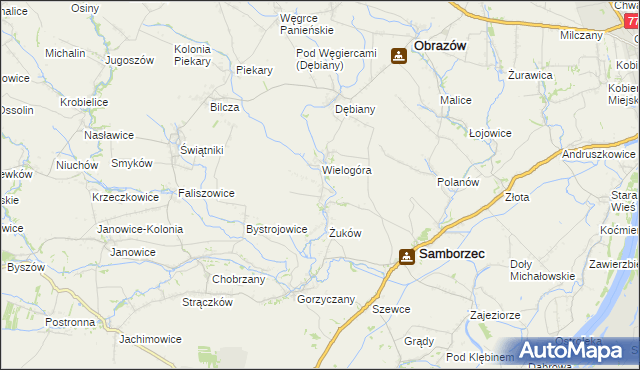 mapa Śmiechowice gmina Samborzec, Śmiechowice gmina Samborzec na mapie Targeo