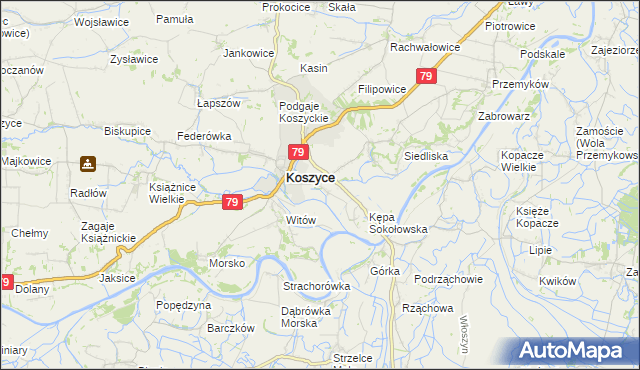 mapa Sokołowice gmina Koszyce, Sokołowice gmina Koszyce na mapie Targeo