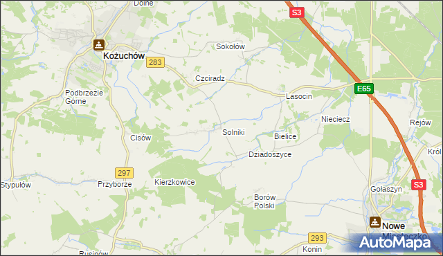 mapa Solniki gmina Kożuchów, Solniki gmina Kożuchów na mapie Targeo