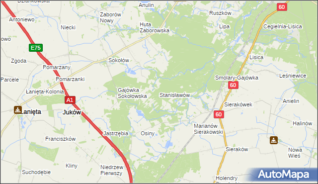 mapa Stanisławów gmina Gostynin, Stanisławów gmina Gostynin na mapie Targeo