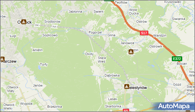 mapa Stara Wieś gmina Celestynów, Stara Wieś gmina Celestynów na mapie Targeo