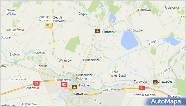 mapa Stara Wieś-Kolonia gmina Łęczna, Stara Wieś-Kolonia gmina Łęczna na mapie Targeo