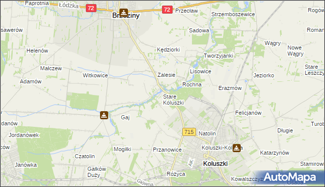 mapa Stare Koluszki, Stare Koluszki na mapie Targeo