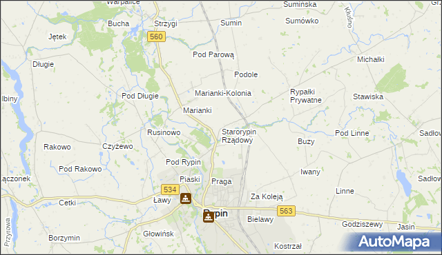 mapa Starorypin Rządowy, Starorypin Rządowy na mapie Targeo