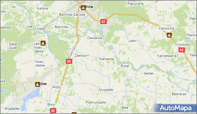 mapa Starowola gmina Jadów, Starowola gmina Jadów na mapie Targeo