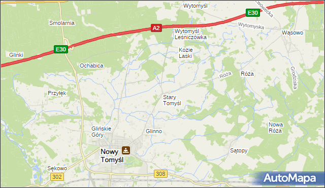 mapa Stary Tomyśl, Stary Tomyśl na mapie Targeo
