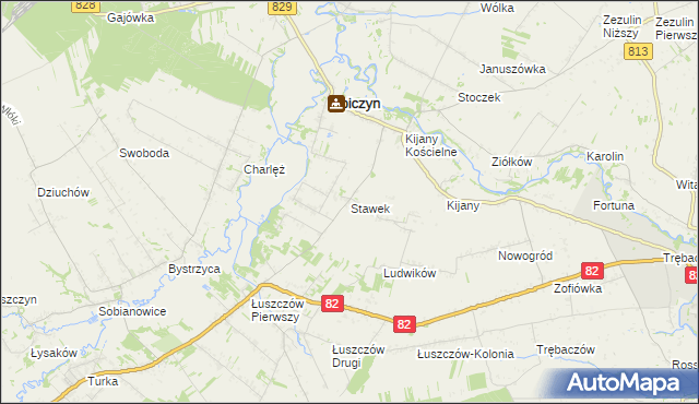 mapa Stawek gmina Spiczyn, Stawek gmina Spiczyn na mapie Targeo