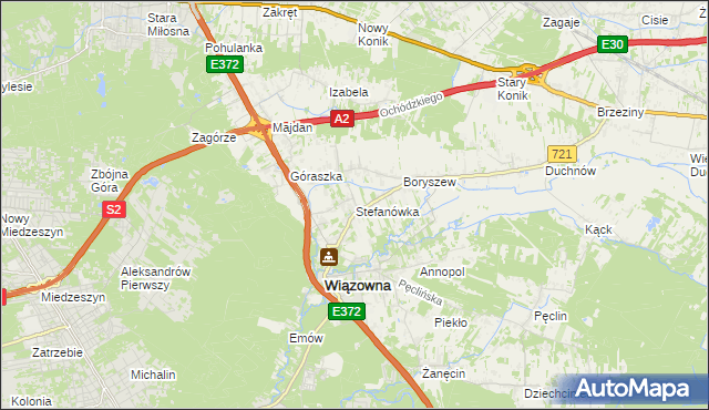 mapa Stefanówka gmina Wiązowna, Stefanówka gmina Wiązowna na mapie Targeo