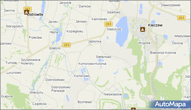 mapa Stefanowo gmina Kazimierz Biskupi, Stefanowo gmina Kazimierz Biskupi na mapie Targeo
