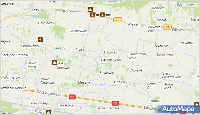mapa Stelmachowo gmina Leszno, Stelmachowo gmina Leszno na mapie Targeo