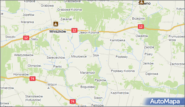 mapa Stok gmina Mniszków, Stok gmina Mniszków na mapie Targeo