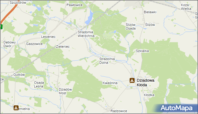 mapa Stradomia Dolna, Stradomia Dolna na mapie Targeo