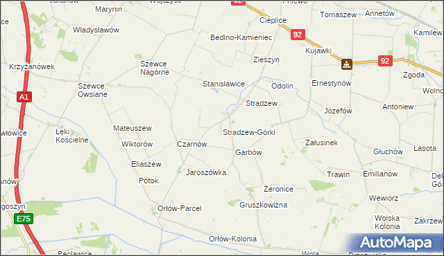mapa Stradzew-Górki, Stradzew-Górki na mapie Targeo