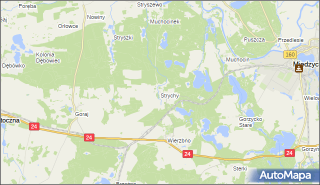mapa Strychy, Strychy na mapie Targeo