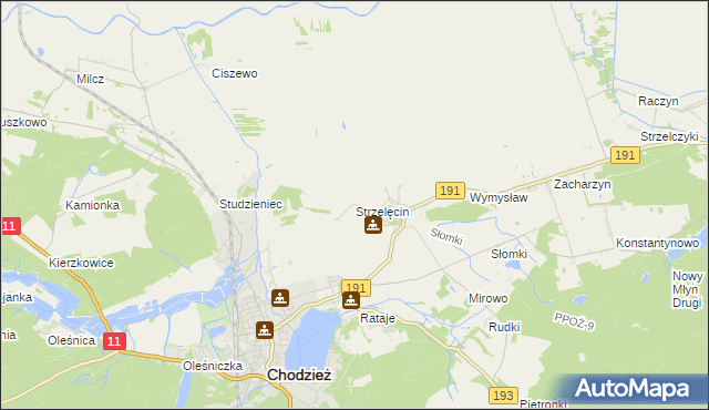mapa Strzelęcin, Strzelęcin na mapie Targeo