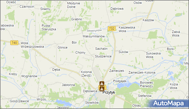 mapa Studzienice gmina Przytyk, Studzienice gmina Przytyk na mapie Targeo