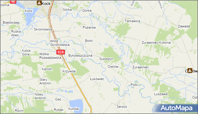 mapa Sułoszyn gmina Firlej, Sułoszyn gmina Firlej na mapie Targeo