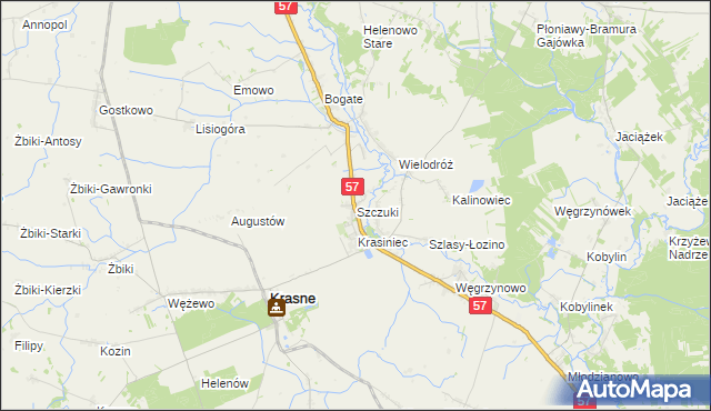 mapa Szczuki gmina Płoniawy-Bramura, Szczuki gmina Płoniawy-Bramura na mapie Targeo