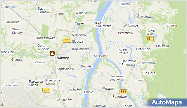 mapa Szczytniki gmina Dwikozy, Szczytniki gmina Dwikozy na mapie Targeo