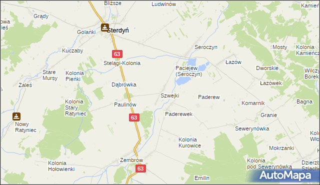 mapa Szwejki gmina Sterdyń, Szwejki gmina Sterdyń na mapie Targeo