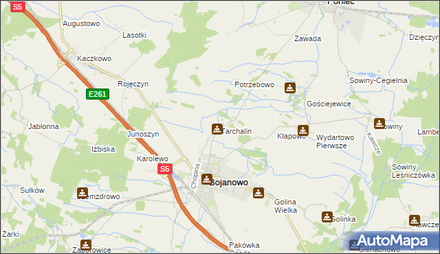 mapa Tarchalin, Tarchalin na mapie Targeo