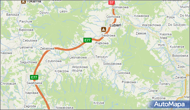 mapa Tenczyn, Tenczyn na mapie Targeo
