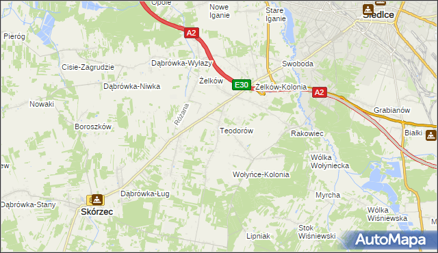 mapa Teodorów gmina Skórzec, Teodorów gmina Skórzec na mapie Targeo