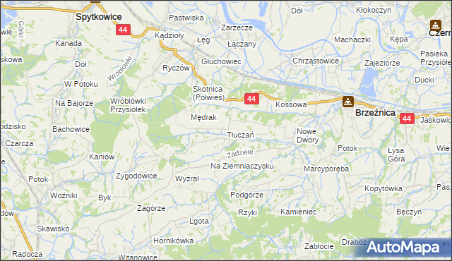 mapa Tłuczań, Tłuczań na mapie Targeo